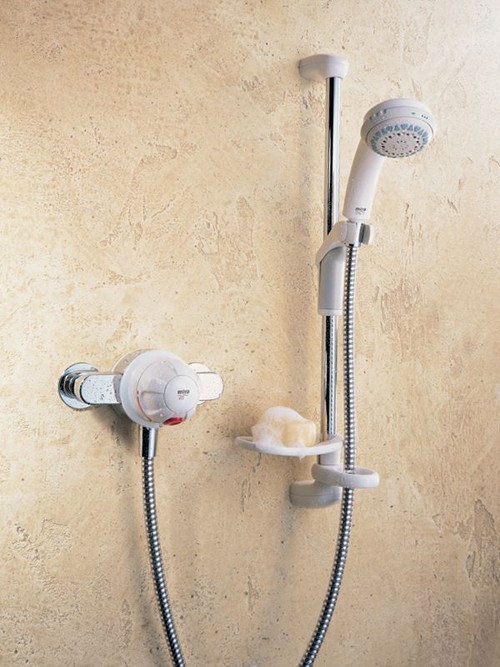 Larger image of Mira Combiforce 415 Exposed Shower Kit & Slide Rail in White & Chrome.