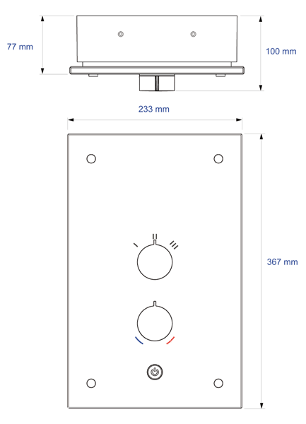 Technical image of Mira Galena 9.8kW Thermostatic Electric Shower With Slate Fascia.