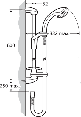 Technical image of Mira Gem88 Concealed Manual Shower Valve With Slide Rail, Handset & Hose.