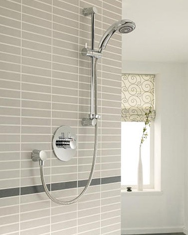 Example image of Mira Miniduo Concealed Thermostatic Shower Valve With Eco Slide Rail Kit.