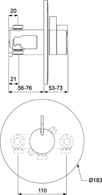 Technical image of Mira Miniduo Concealed Thermostatic Shower Valve (Chrome).