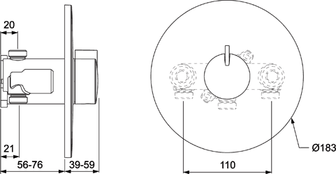 Technical image of Mira Minilite Concealed Thermostatic Shower Valve (Chrome).