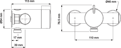 Technical image of Mira Minilite Exposed Thermostatic Shower Valve With Shower Kit (Chrome).