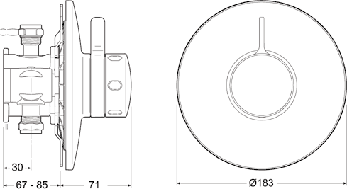 Technical image of Mira Select Concealed Thermostatic Shower Valve & Shower Head (Chrome).