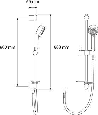 Technical image of Mira Select Concealed Thermostatic Shower Valve With Shower Kit (Chrome).