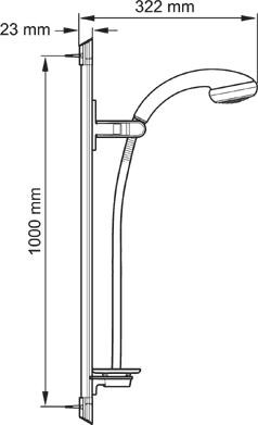 Technical image of Mira Select Flex Exposed Thermostatic Shower Valve With Shower Kit (Chrome).