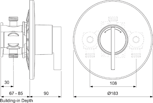 Technical image of Mira Silver Concealed Thermostatic Shower Valve (Chrome).