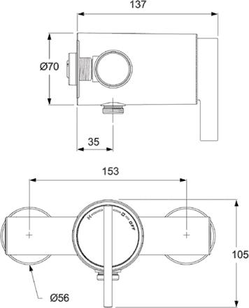 Technical image of Mira Silver Exposed Thermostatic Shower Valve (Chrome).