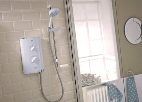 Example image of Mira Electric Showers Mira Sport Thermostatic 9.0kW in white & chrome.