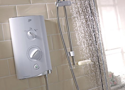 Example image of Mira Electric Showers Mira Sport Thermostatic 9.0kW in white & chrome.