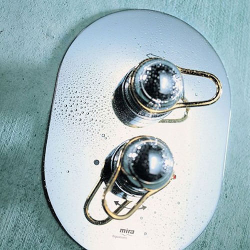 Larger image of Mira Aquations Thermostatic Twin Shower Valve Only (Chrome & Gold).