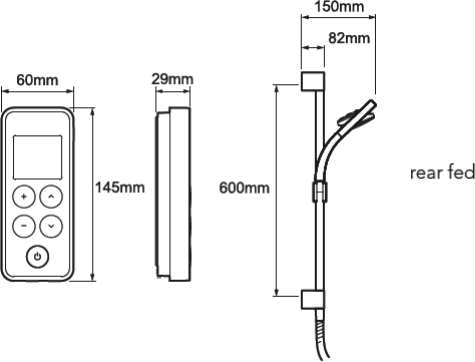 Technical image of Mira Vision Rear Fed Digital Shower (High Pressure, Chrome).