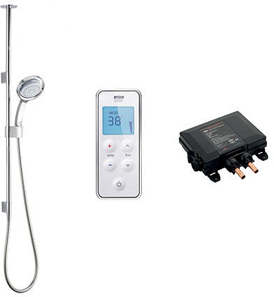 Example image of Mira Vision Ceiling Fed Digital Shower (Pumped, White & Chrome).