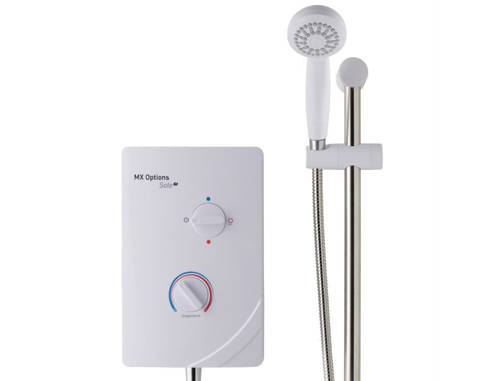 Example image of MX Showers Options Solo QI Electric Shower (8.5 kW, White & Chrome) - Clearance.