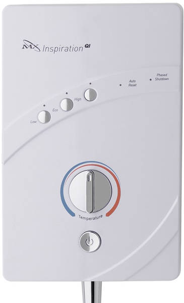 Example image of MX Showers InspiratIon QI Electric Shower (10.5kW, White & Chrome).