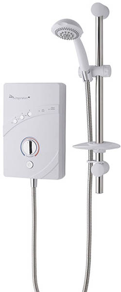Example image of MX Showers InspiratIon QI Electric Shower (8.5kW, White & Chrome).