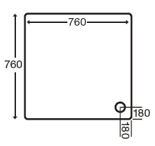 Technical image of MX Trays Acrylic Capped Square Shower Tray. 760x760x80mm.