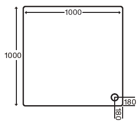 Technical image of MX Trays Stone Resin Square Shower Tray. 1000x1000x110mm.