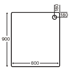 Technical image of MX Trays Stone Resin Rectangular Shower Tray. 900x800x110mm.