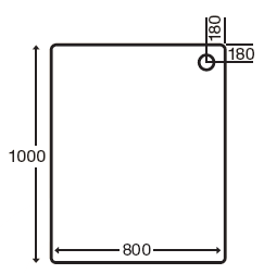 Technical image of MX Trays Easy Plumb Stone Resin Rectangular Tray. 1000x800x110mm.