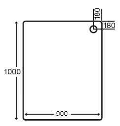 Technical image of MX Trays Easy Plumb Stone Resin Rectangular Tray. 1000x900x110mm.