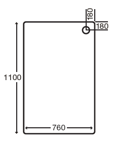 Technical image of MX Trays Easy Plumb Stone Resin Rectangular Tray. 1100x760x110mm.