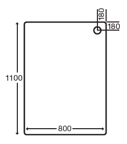 Technical image of MX Trays Acrylic Capped Low Profile Rectangular Tray. 1100x800x40mm.