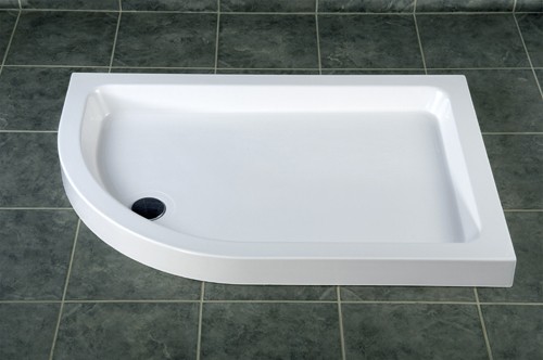 Example image of MX Trays Stone Resin Offset Quad Shower Tray. 900x800mm (Left Hand).
