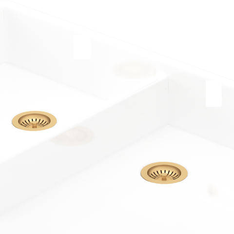 Larger image of Perrin & Rowe Wastes Double Bowl Sink Waste (Satin Brass, No Overflow).