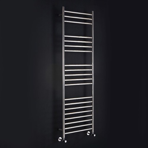 Larger image of Phoenix Radiators Athena Towel Radiator (16 Rails, Stainless Steel). 500x1200.