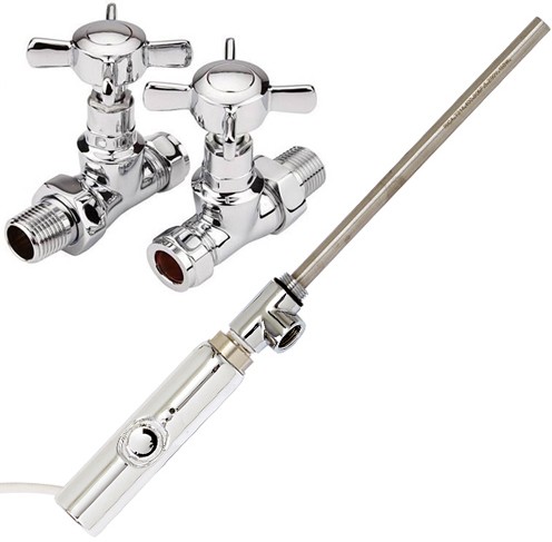 Larger image of Phoenix Radiators Thermostatic Element Pack & Straight Valves  (600w).