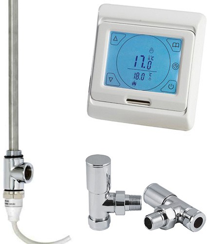Larger image of Phoenix Radiators Digital Thermostat Pack With Angled Valves (150w).