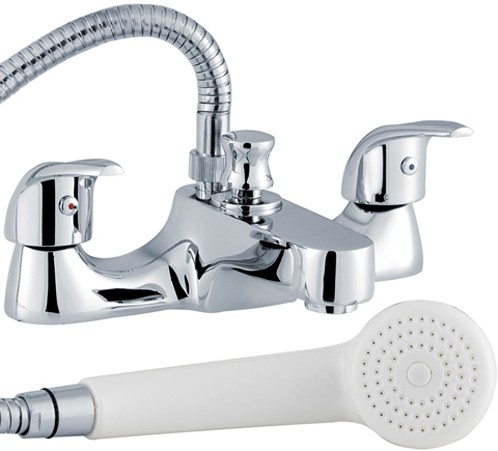 Larger image of Crown D-Type Bath Shower Mixer Tap With Shower Kit (Chrome).