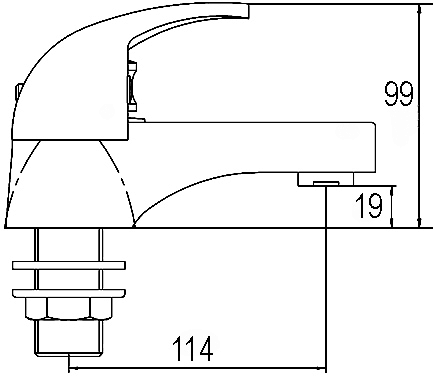 Technical image of Crown D-Type Bath Shower Mixer Tap With Shower Kit (Chrome).