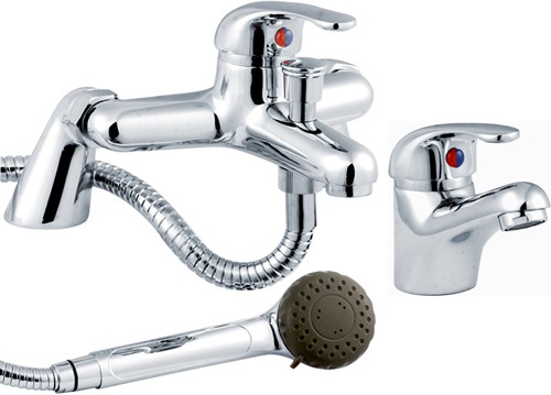 Larger image of Nuie Eon Eon Basin & Bath Shower Mixer Tap Set (Chrome).