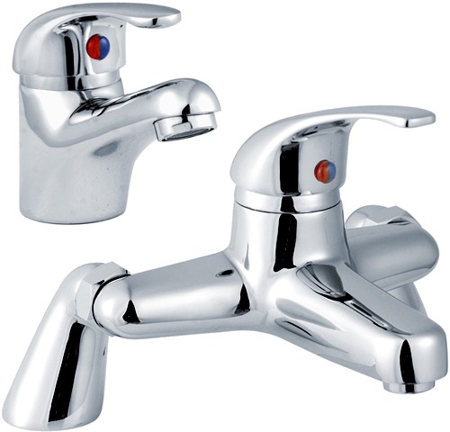 Larger image of Nuie Eon Eon Basin & Bath Filler Tap Set (Chrome).