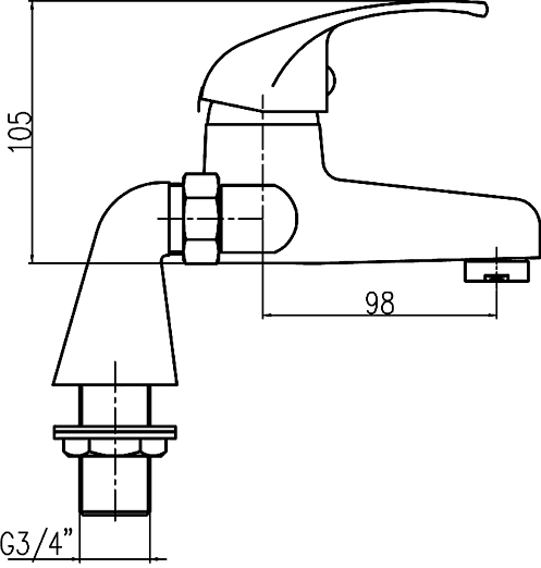 Technical image of Nuie Eon Eon Basin & Bath Filler Tap Set (Chrome).