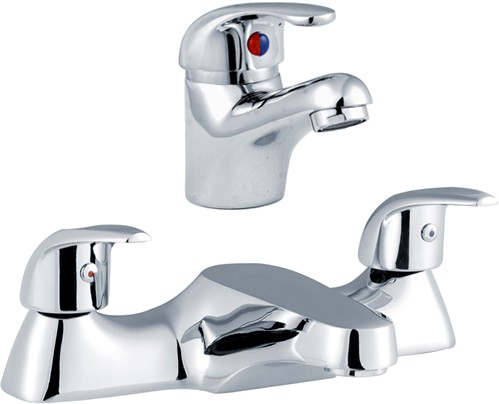 Larger image of Crown D-Type Basin & Bath Filler Tap Set (Chrome).