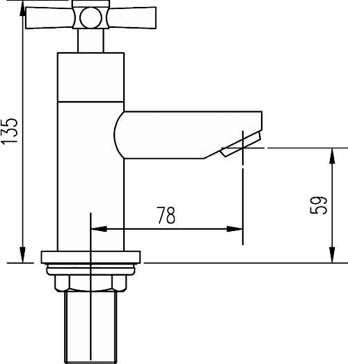 Technical image of Crown Series 1 Bath Taps (Chrome).