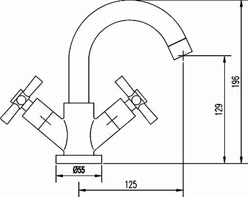 Technical image of Crown Series 1 Basin Tap With Swivel Spout & Pop Up Waste (Chrome).