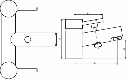 Technical image of Crown Series FII Bath Shower Mixer Tap With Shower Kit (Chrome).