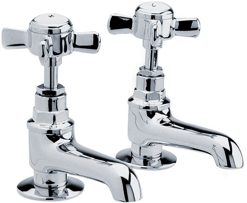 Larger image of Crown Traditional Basin Taps (Chrome).