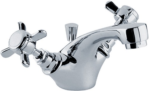 Larger image of Crown Traditional Basin Mixer Tap With Pop Up Waste (Chrome).