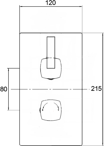 Technical image of Crown Showers Twin Thermostatic Shower Valve With Round Head & Arm.