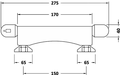 Technical image of Crown Showers Thermostatic Bar Shower Valve (Chrome).