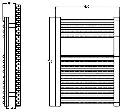 Technical image of Crown Radiators Bathroom Ladder Towel Rail. 500x700mm (Curved).