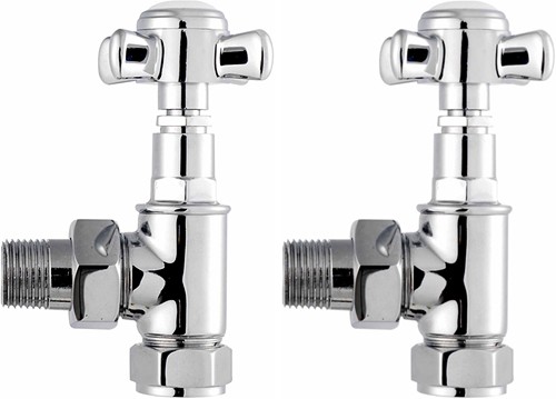 Larger image of Crown Radiator Valves Traditional Angled Radiator Valves (Pair, Chrome).