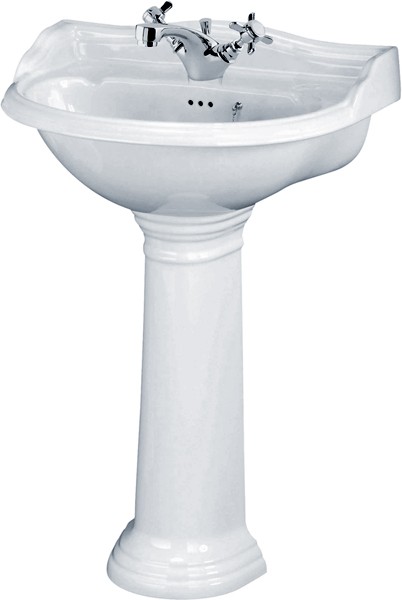 Larger image of Crown Ceramics Ryther 600mm Basin & Pedestal (1 Tap Hole).