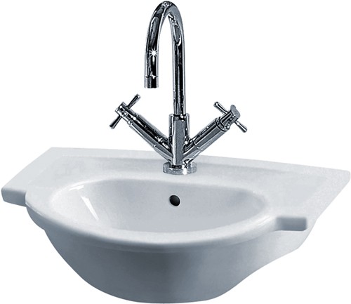 Larger image of Crown Ceramics Linton Semi Recessed Basin (1 Tap Hole).