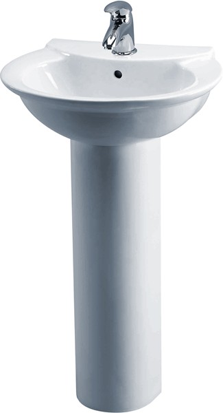 Larger image of Crown Ceramics Otley 500mm Basin & Pedestal (1 Tap Hole).